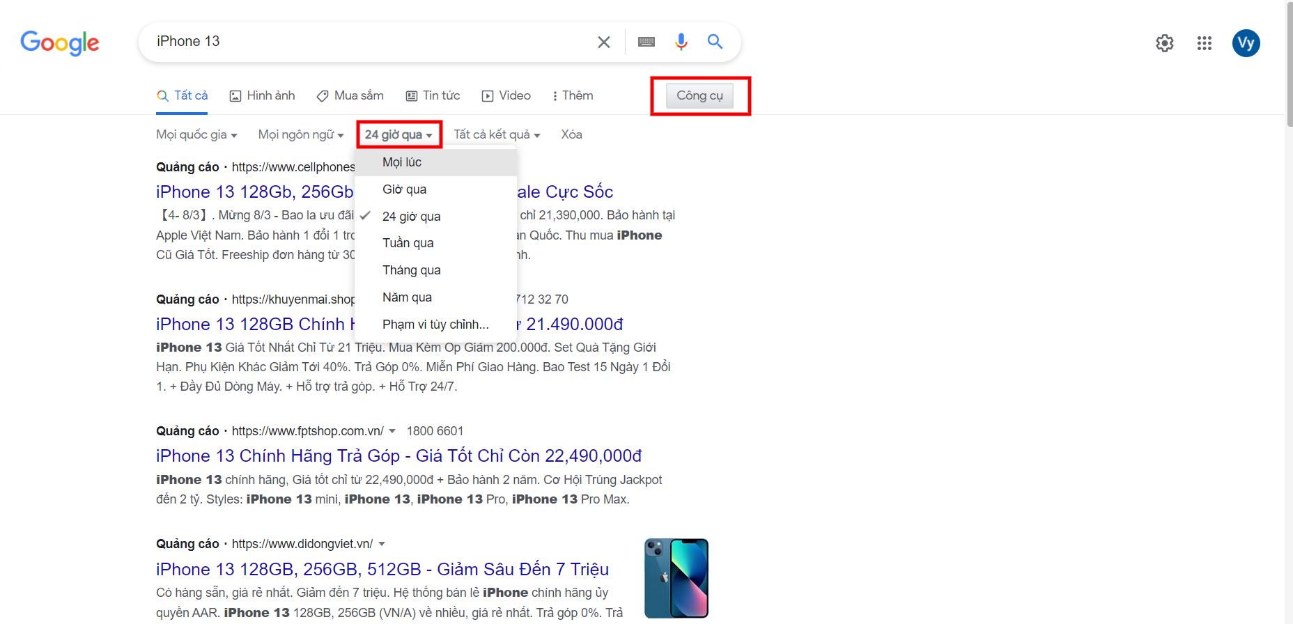 Mẹo đặt thời gian trên Google