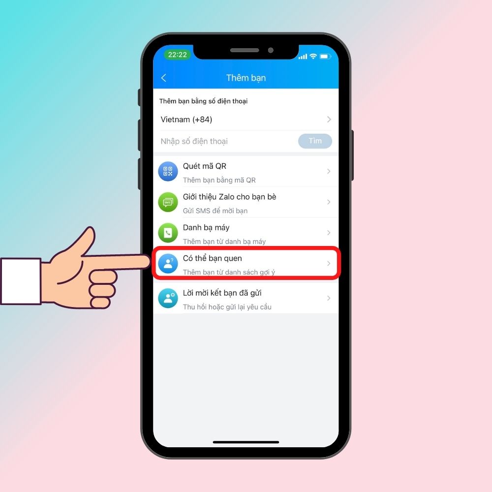 Hướng dẫn kết bạn Zalo tính năng gợi ý kết bạn bước 2