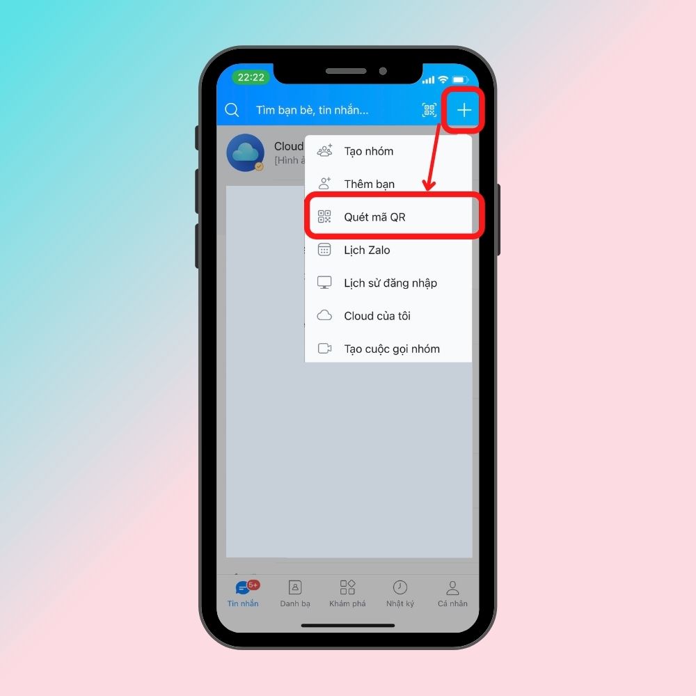 Dùng mã QR để kết bạn Zalo bước 1