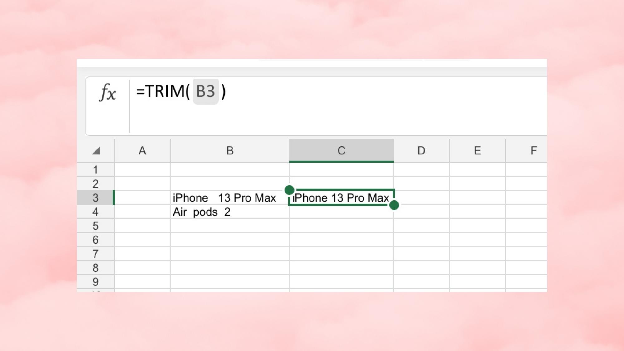 Cách sử dụng công thức TRIM trong Excel hiệu quả - Bước 2