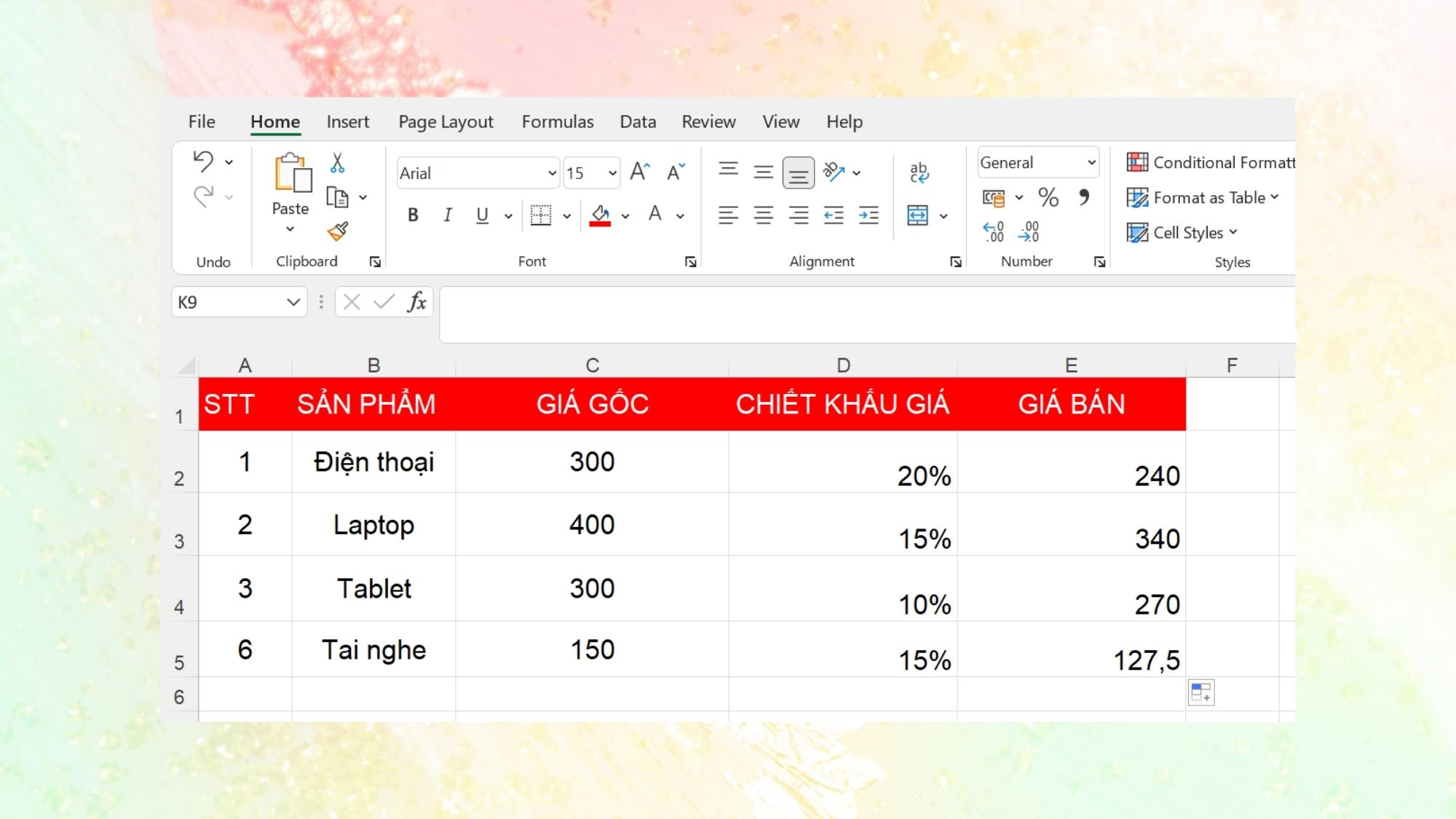 Hướng dẫn cách tính phần trăm chiết khấu trong Excel chỉ trong tích tắc - Bước 2