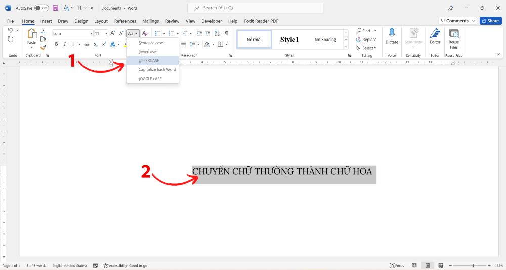 Chuyển chữ thường sang in hoa bằng công cụ - Bước 2 