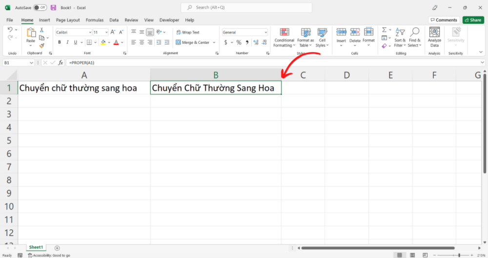 Cách chuyển chữ thường thành chữ hoa trên Excel - Hình 1 