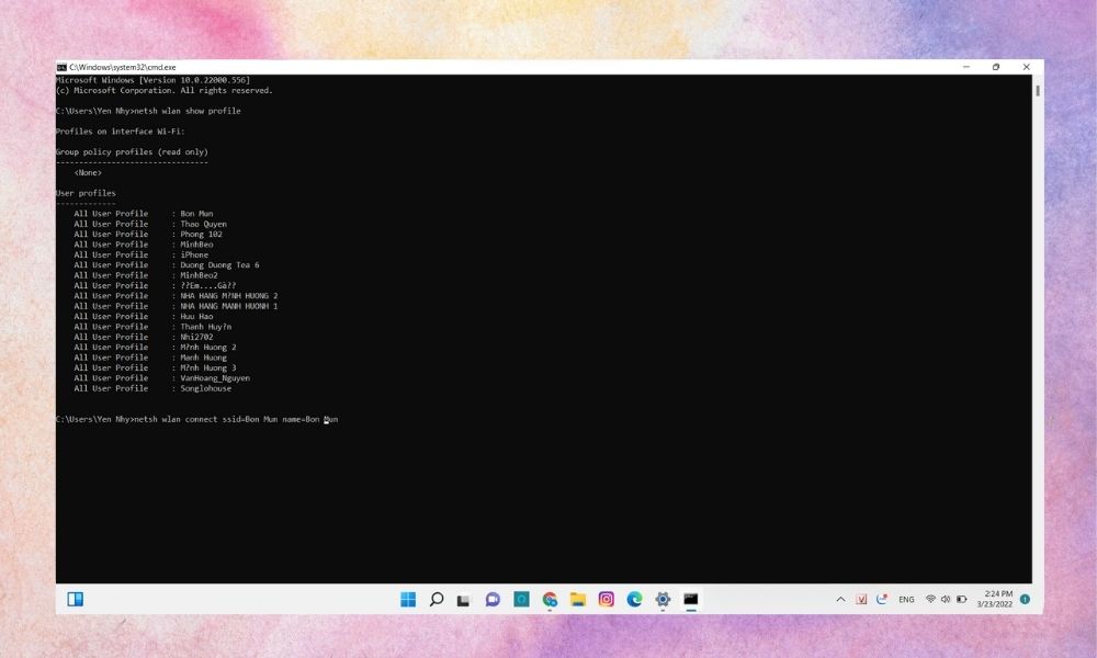 Kết nối mạng WiFi bằng Command Prompt bước 3