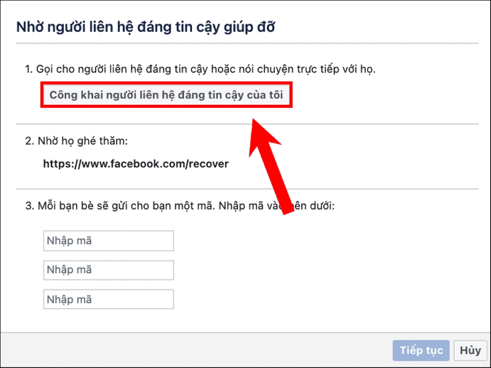 Hướng dẫn cách lấy lại facebook không cần mã xác nhận thông qua bạn bè máy tính 6