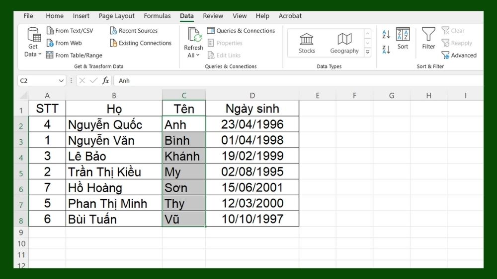 Lợi ích của việc sắp xếp tên trong Excel theo ABC