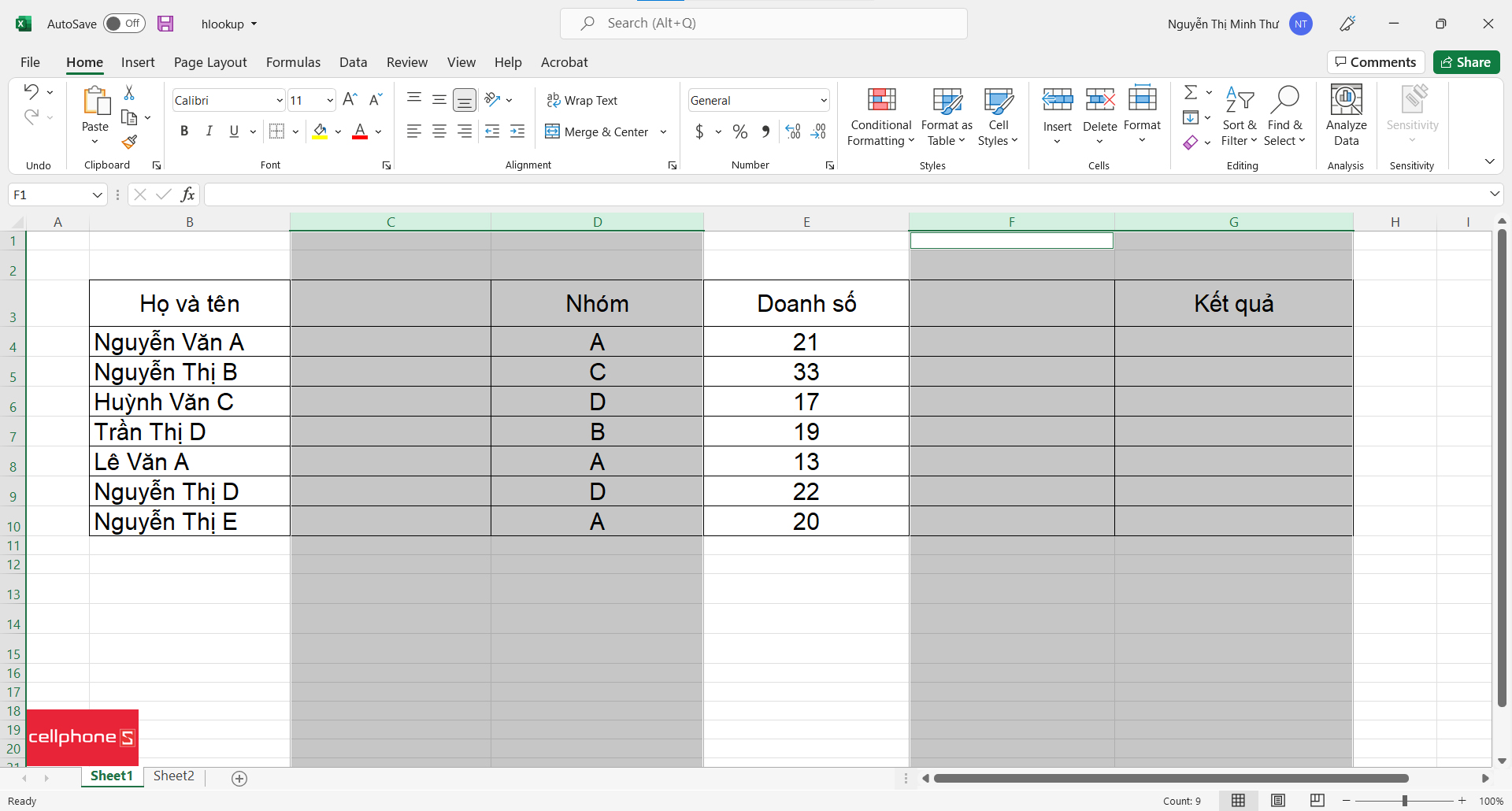 Cách chèn nhiều cột không liên tiếp trong Excel - bước 3