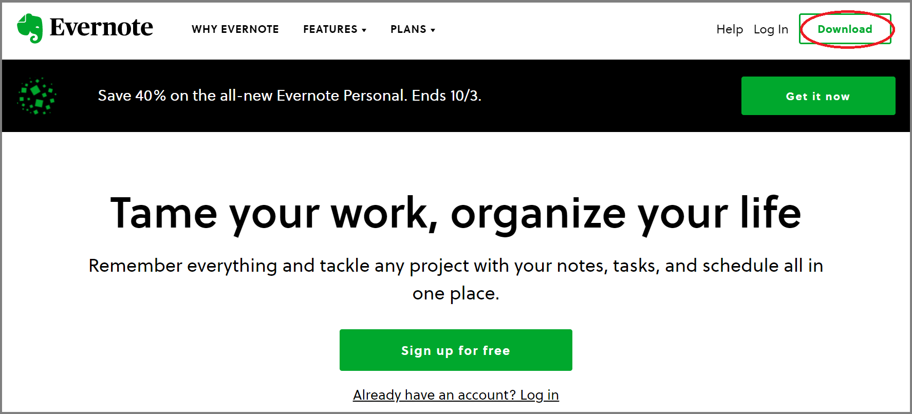 Evernote download cho máy tính