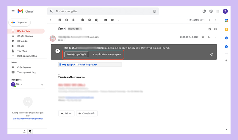 Hướng dẫn chặn người gửi email dễ dàng trong 1 nốt nhạc