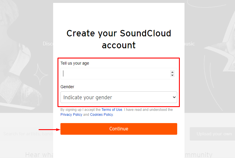 Nhập giới tính để tải nhạc trên soundcloud 