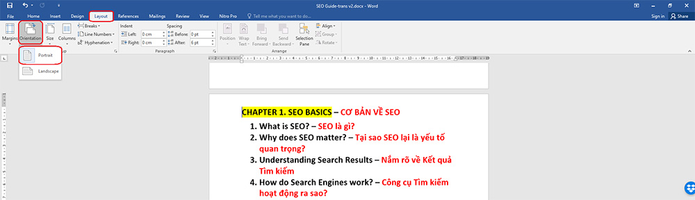Cách xoay ngang trang Word bất kỳ_bước 5