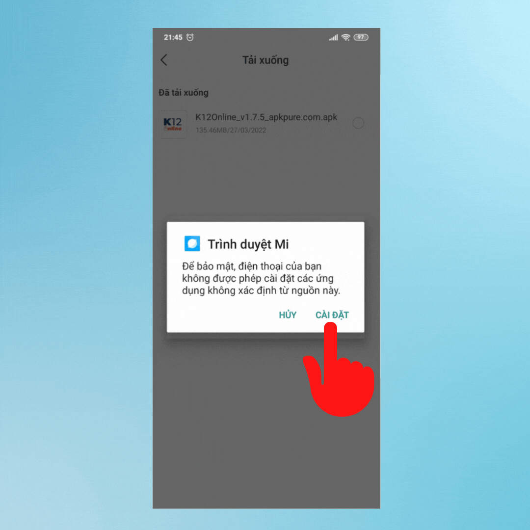 Cách tải K12Online về điện thoại - Bước 3