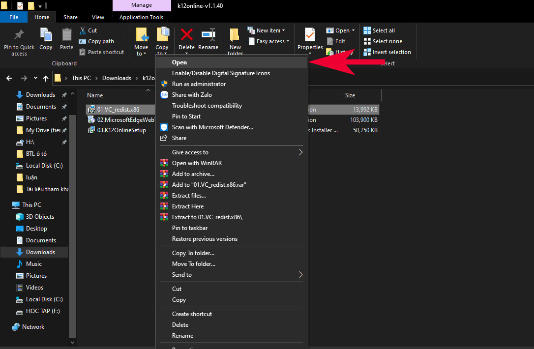 Hướng dẫn tải K12Online về máy tính - bước 3