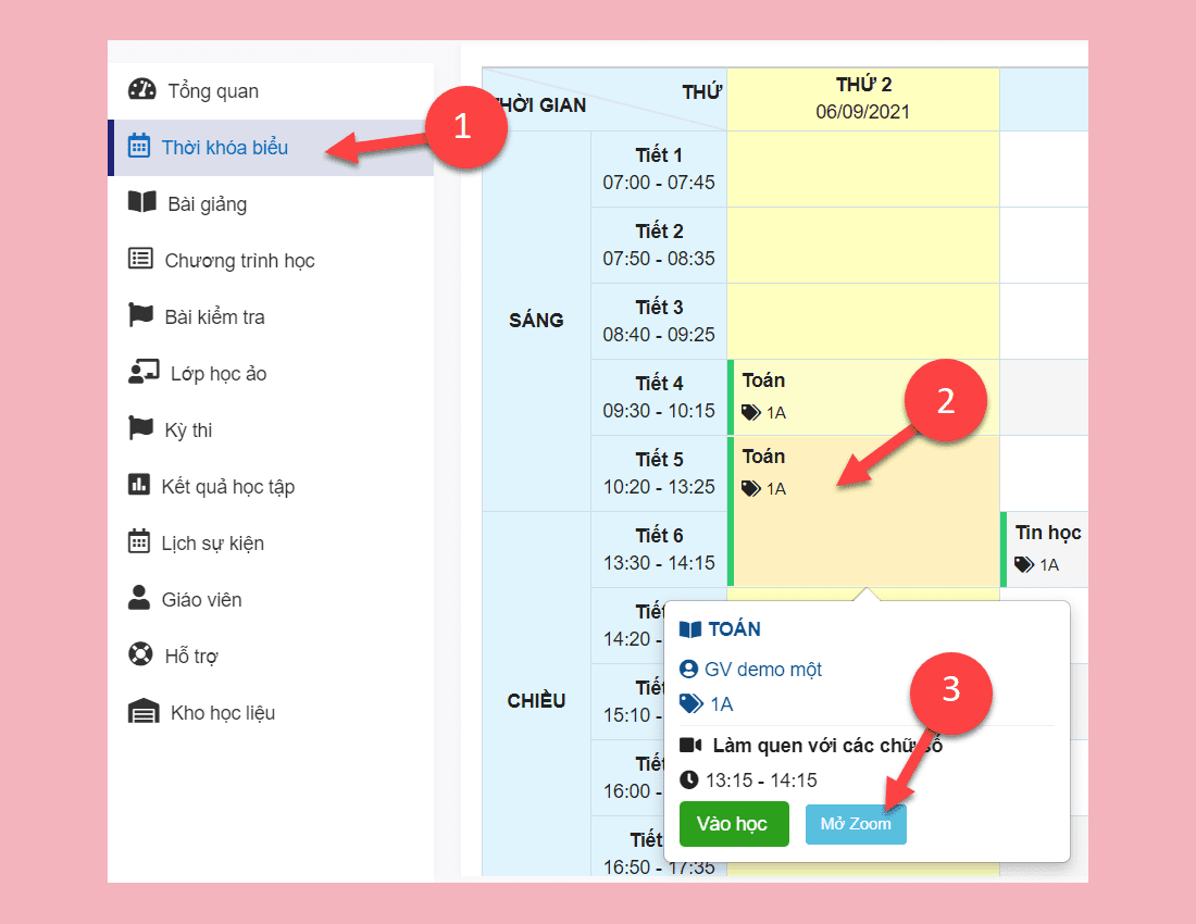 Cách tham gia lớp học trực tuyến - bước 2