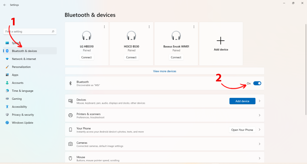 Cách kết nối tai nghe Bluetooth với laptop win 10 đơn giản - Bước 2 