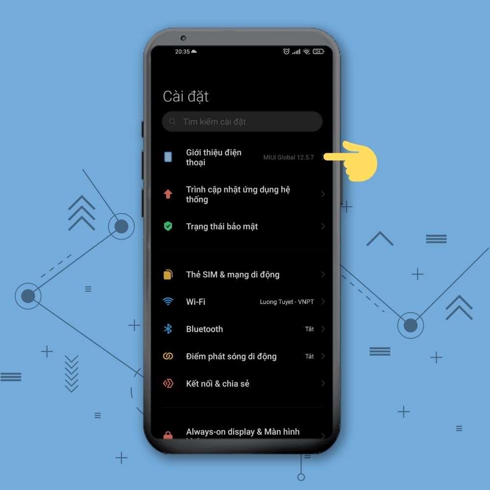Khôi phục lại cài đặt gốc trên điện thoại - bước 1
