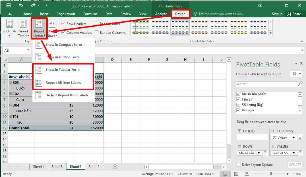 Cách lọc tên trùng trong Excel bằng Pivot Table bước 3