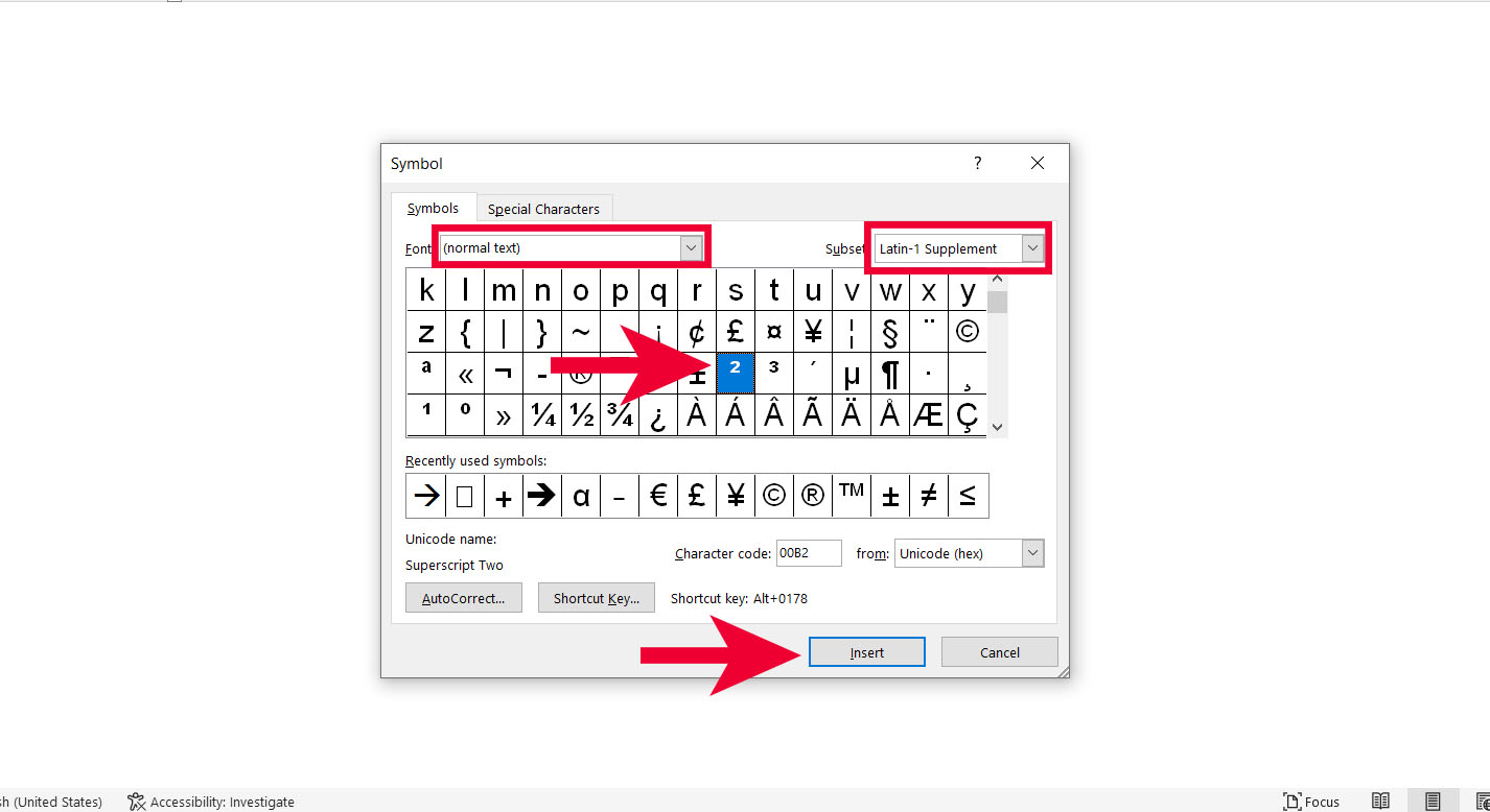 Cách viết số mũ trong Word bằng Symbol - bước 2