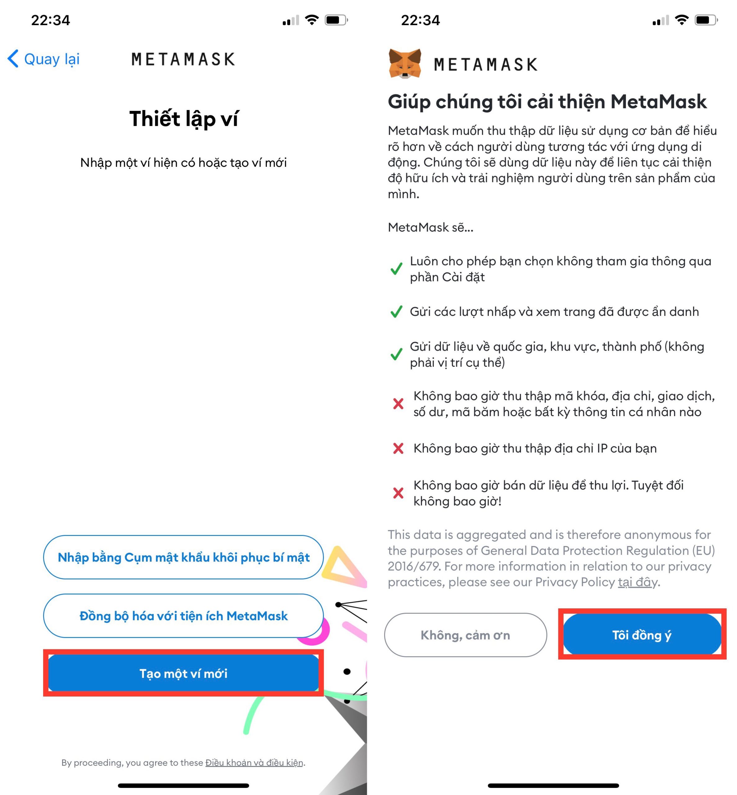 tạo tài khoản metamask