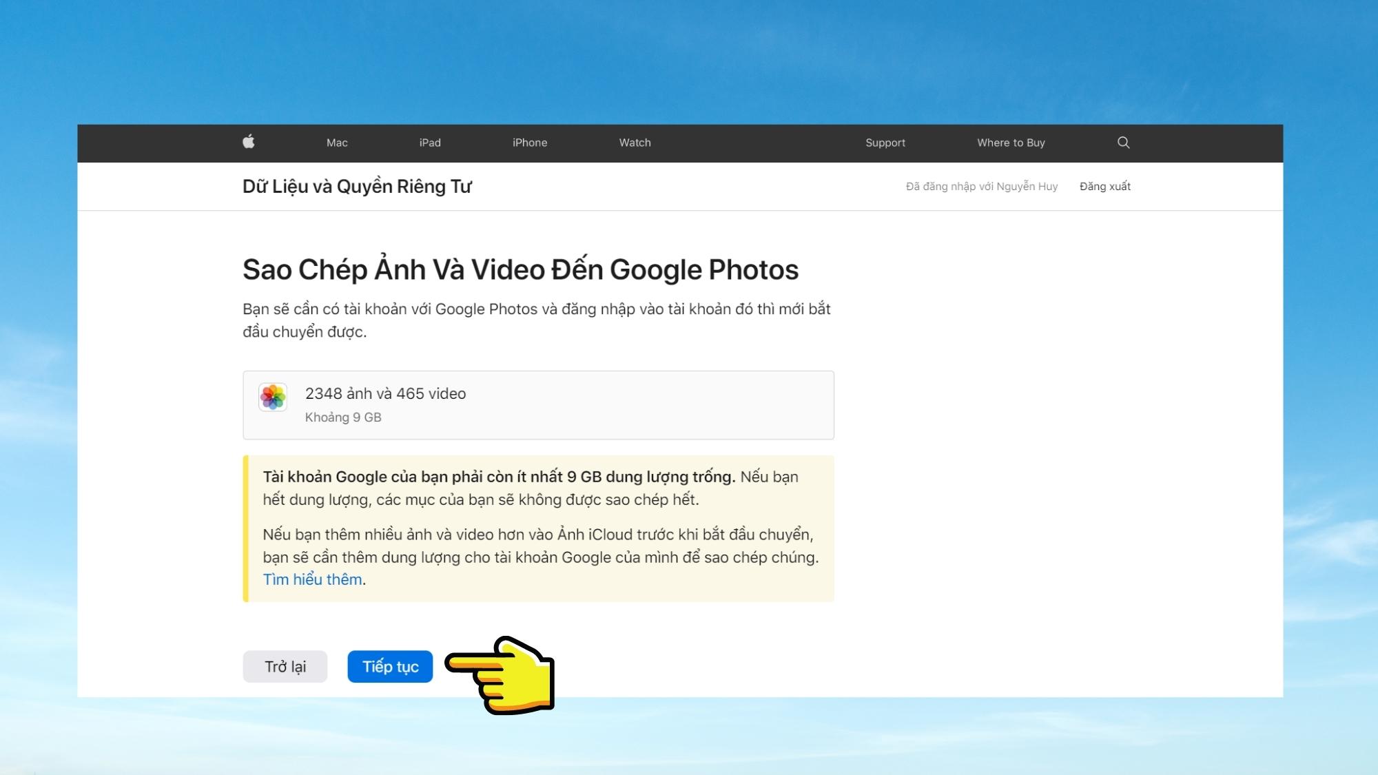 Hướng dẫn cách chuyển ảnh, video từ iCloud Photos sang Google Photos trong tích tắc - Bước 6