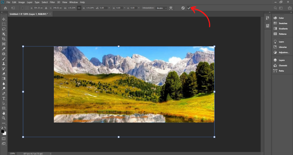 Thay đổi kích thước ảnh với Transform trong Photoshop - Bước 3 
