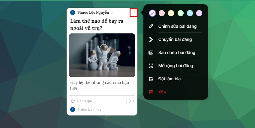 tùy chọn bài đăng padlet