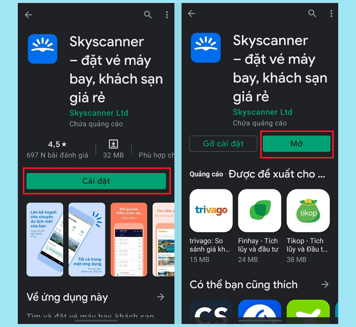 Cách tải Skyscanner Vietnam trên điện thoại