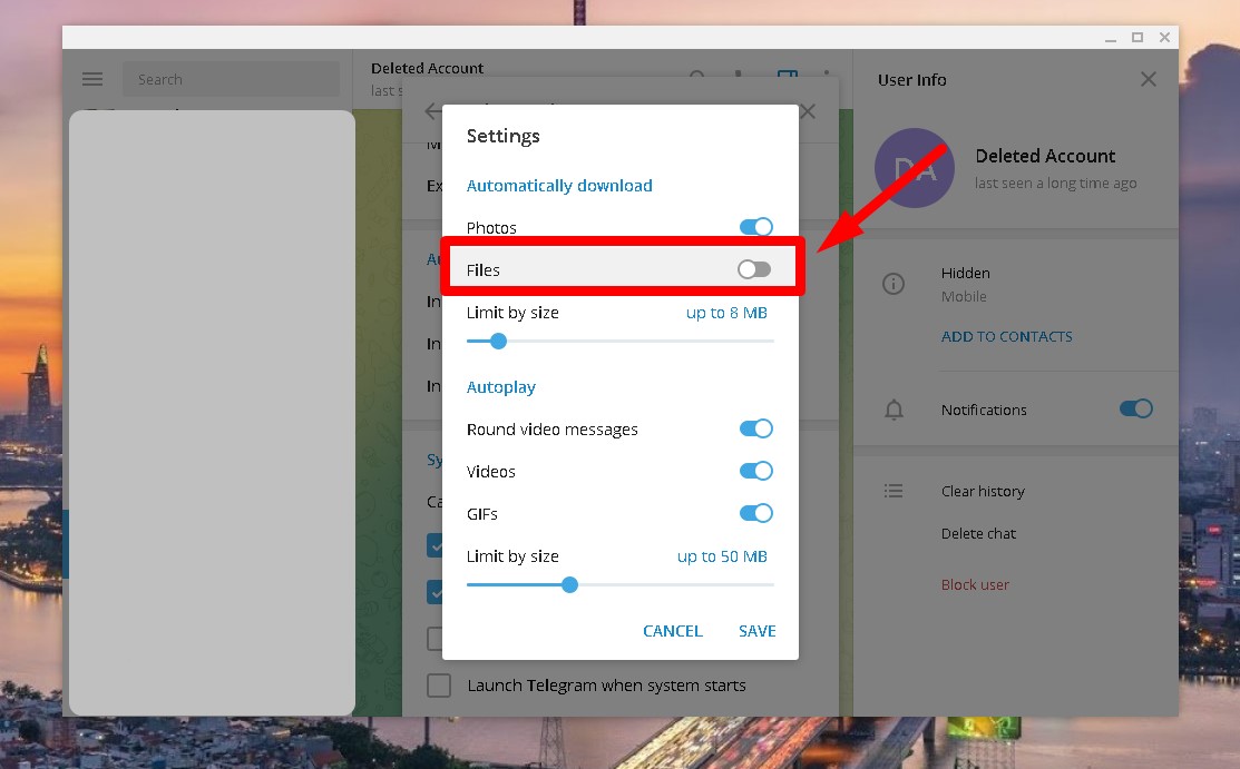 Hướng dẫn cách tắt tự lưu video, ảnh trên Telegram bằng máy tính bước 5