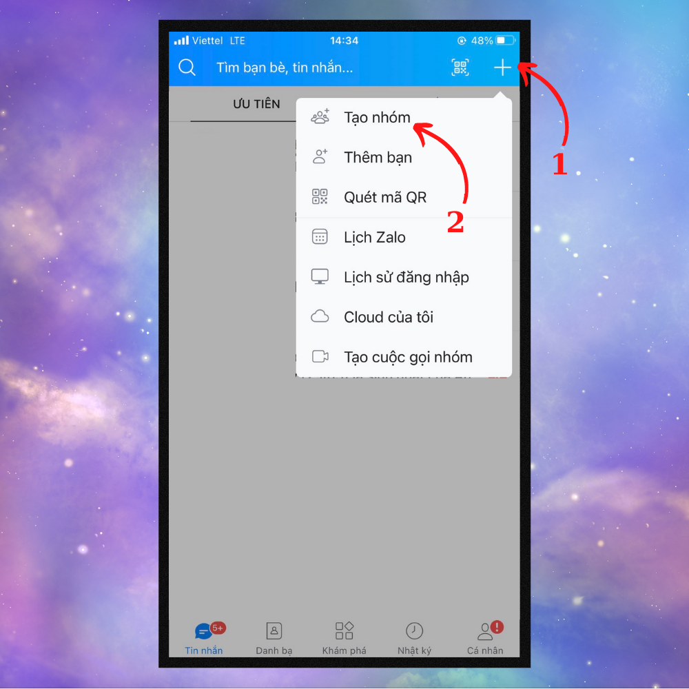 Cách tạo nhóm Zalo trên điện thoại - BƯớc 1 