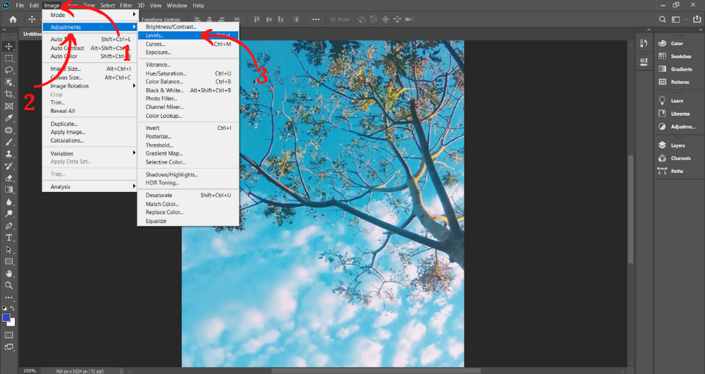 Mẹo chỉnh màu trong Photoshop với Levels - Bước 1 