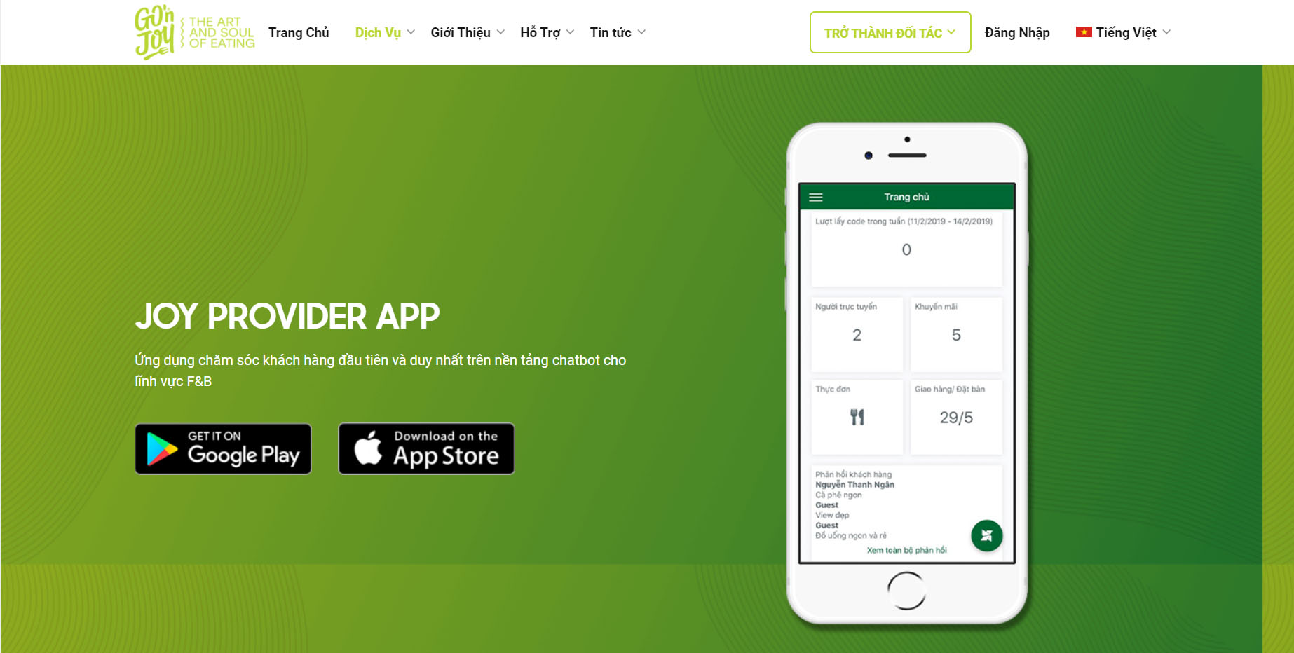 Phần mềm quản lý bằng nền tảng di động Joy Provider