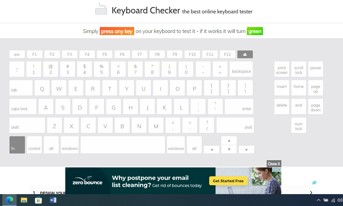 Kiểm tra bàn phím laptop bằng Keyboard Checker