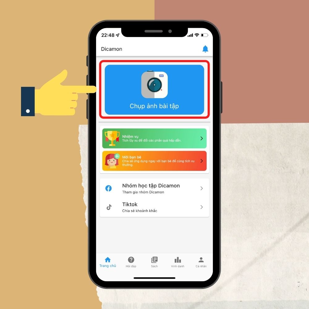 Hướng dẫn cách sử dụng app Dicamon bước 1