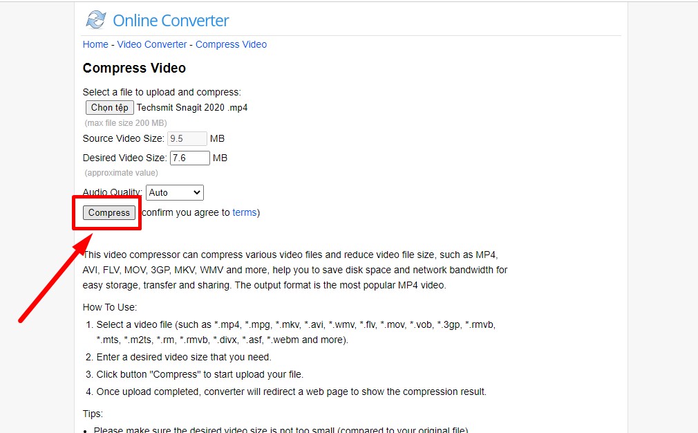 Giảm dung lượng video online bằng Converter bước 2