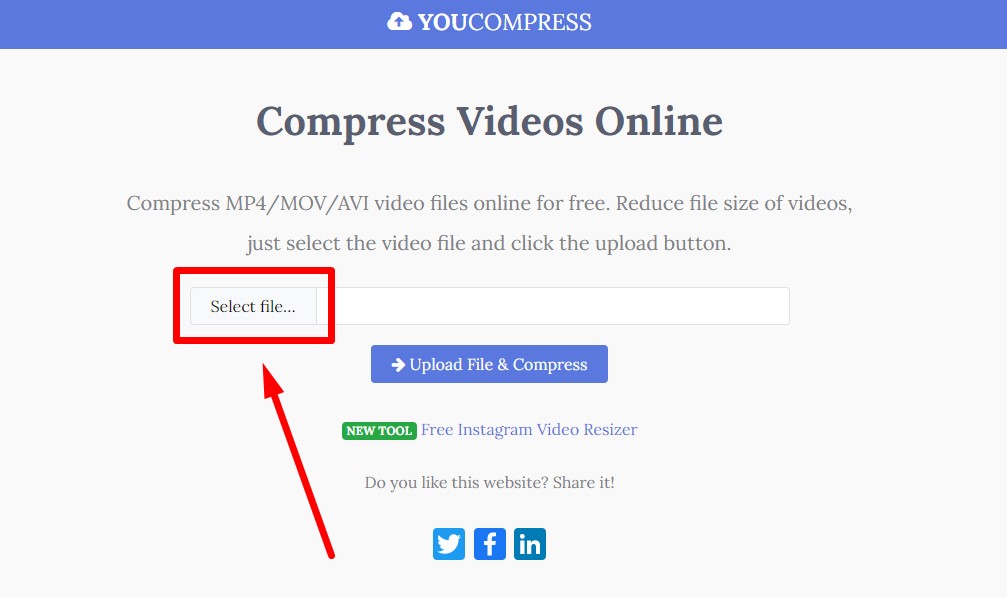 Dùng YouCompress bước 1