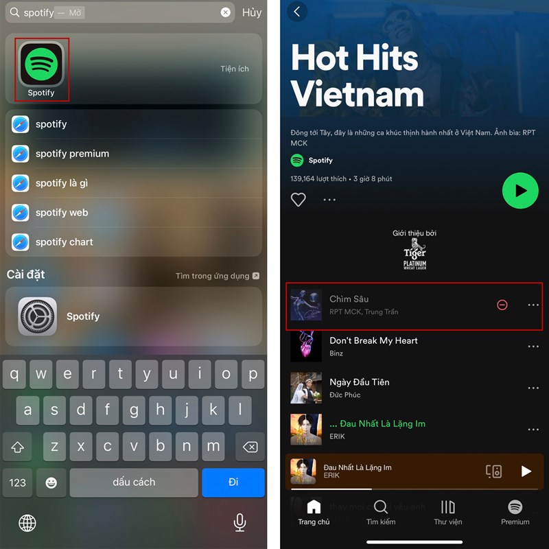 cách ẩn và hiện bài hát trong Spotify