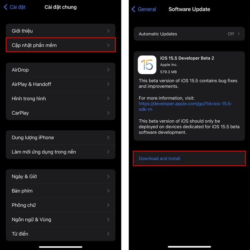 Cách cập nhật iOS 15.5 Beta 2