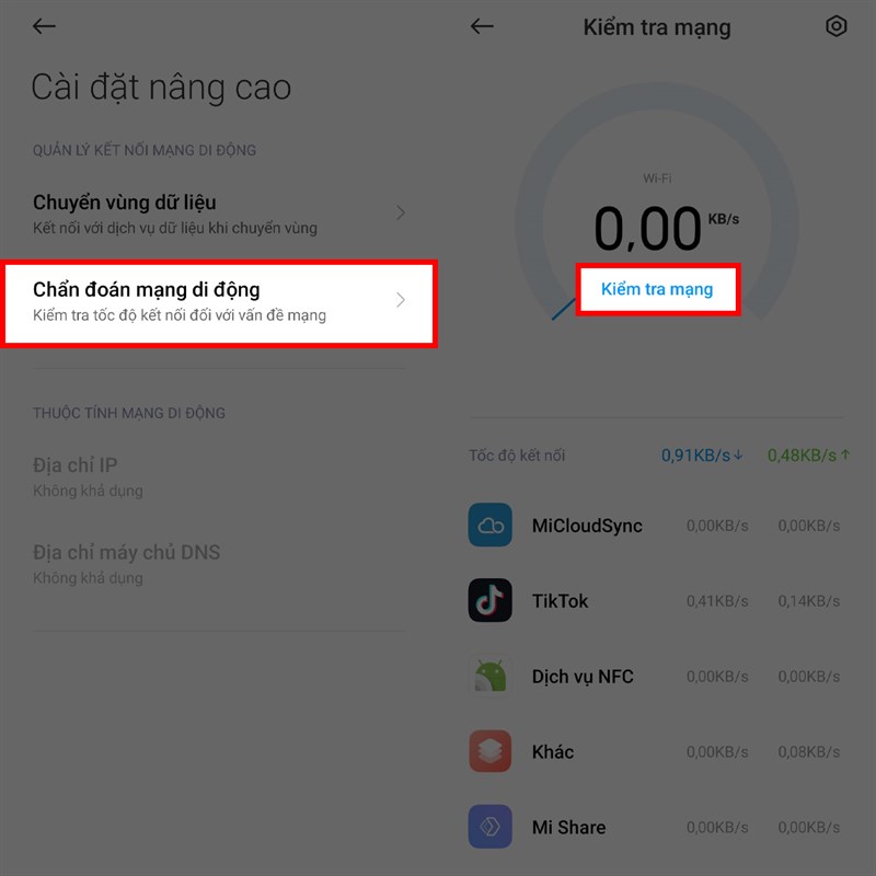 Cách đo tốc độ mạng trên điện thoại Xiaomi