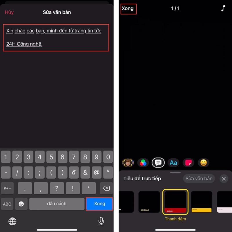 Cách chạy chữ trong video trên iPhone 