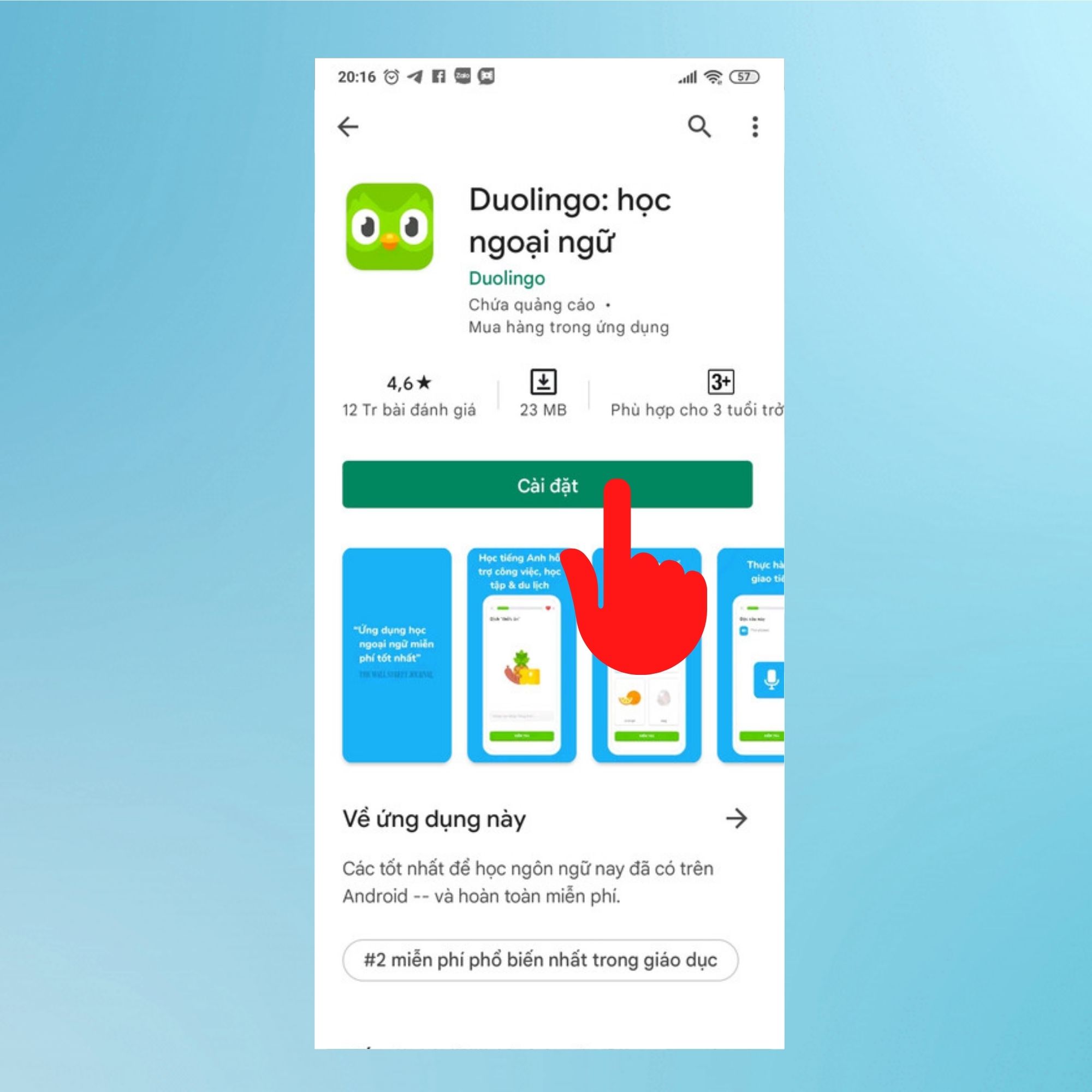 Hướng dẫn tải Duolingo trên điện thoại - Bước 2
