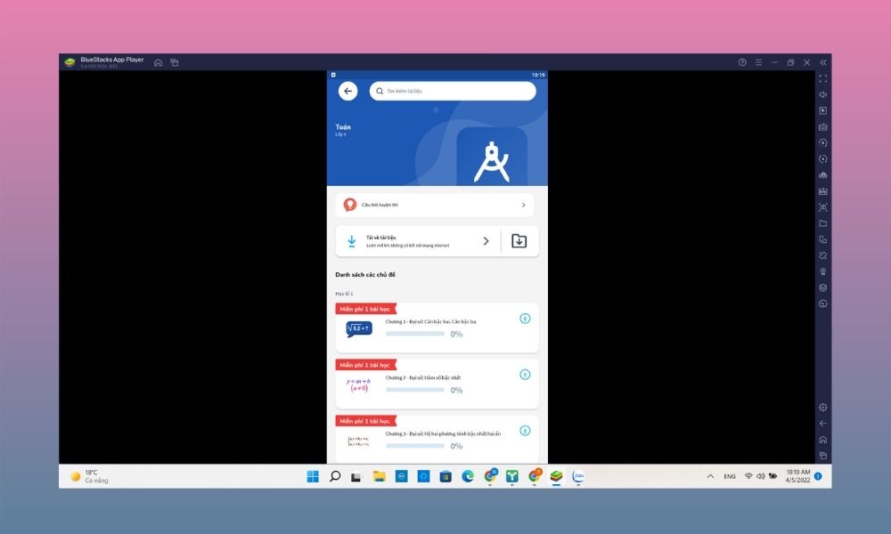 Hướng dẫn học bài trên phần mềm bước 2