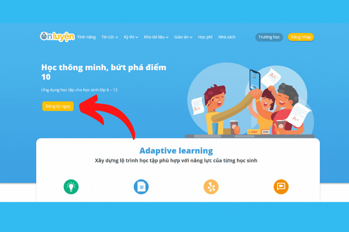 Cách tạo tài khoản onluyen.vn thi thử