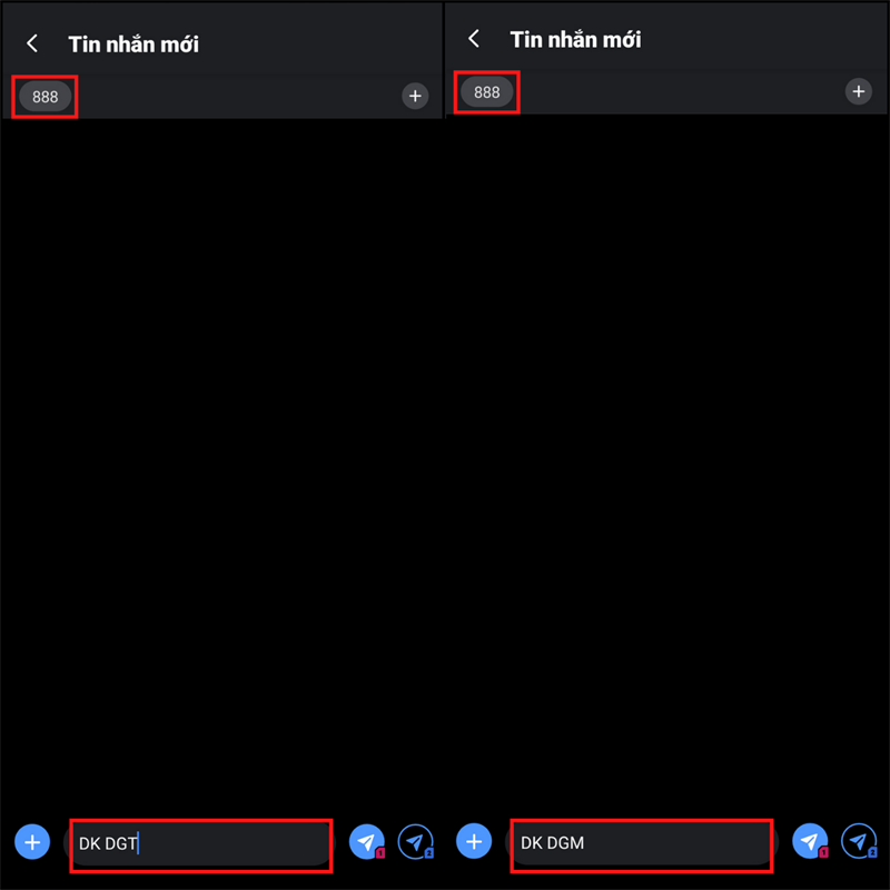 Soạn tin nhắn với cú pháp DK_Tên gói cước gửi 888