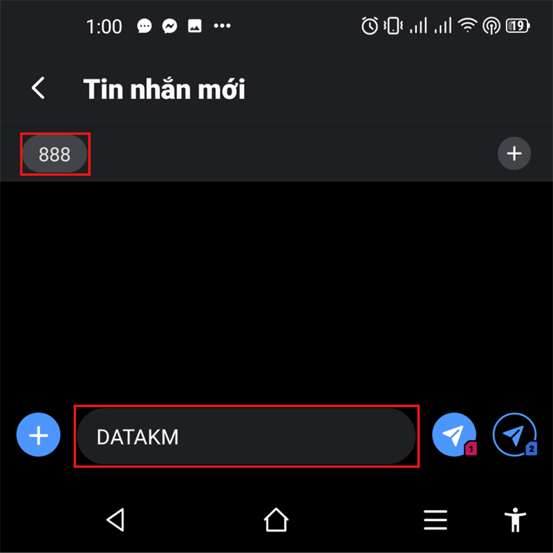 Soạn tin nhắn với cú pháp DATAKM gửi 888.