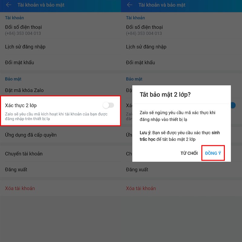 Cách bật xác thực 2 lớp Zalo