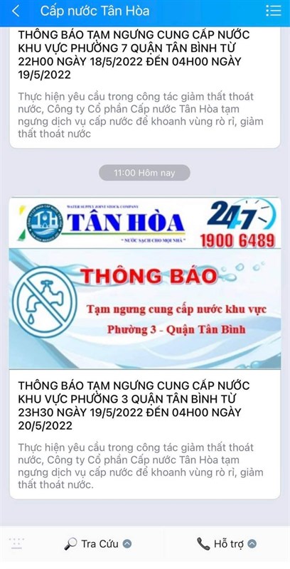 Cách nhận thông báo lịch cắt nước qua Zalo