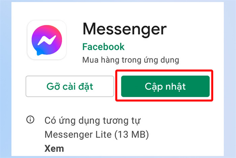 Nhấn vào Cập nhật.