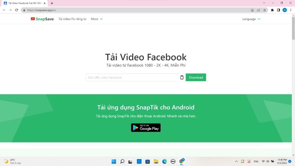 Snapsave công cụ tải video Facebook miễn phí