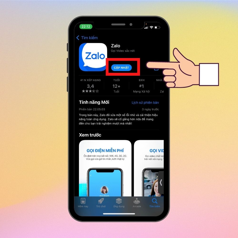 Cập nhật ứng dụng Zalo lên phiên bản mới