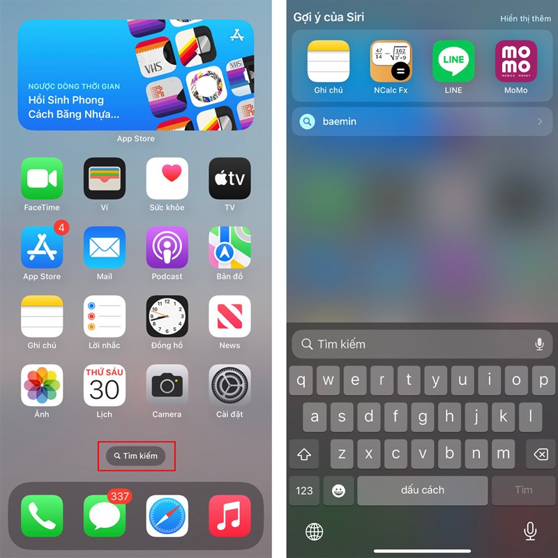 Cách tìm kiếm nhanh trên màn hình chính iPhone